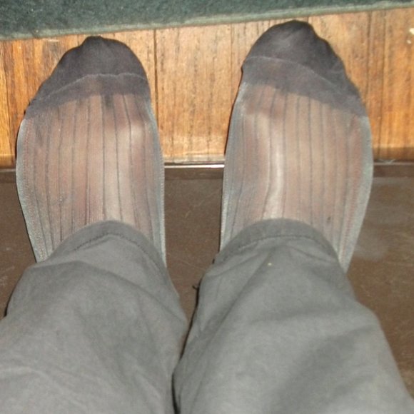 2PR Men's Sheer Charcoal Thick N Thin with Pattern, Cap Toe Cap Heel Socks 10-13 - Picture 12 of 13
